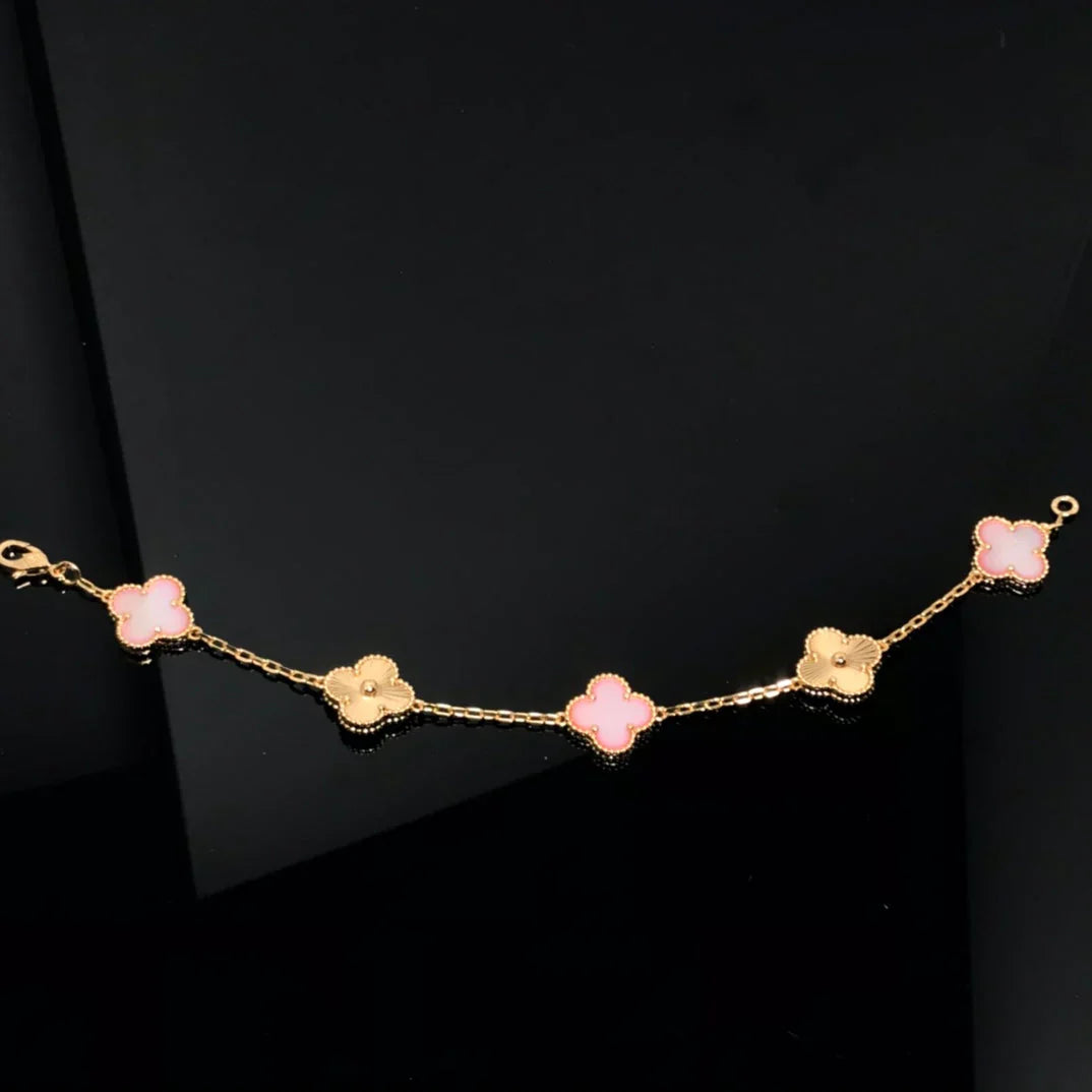 [Mysitc ]New  CLOVER 5 MOTIFS  PINK MOP BRACELET COLLECTION