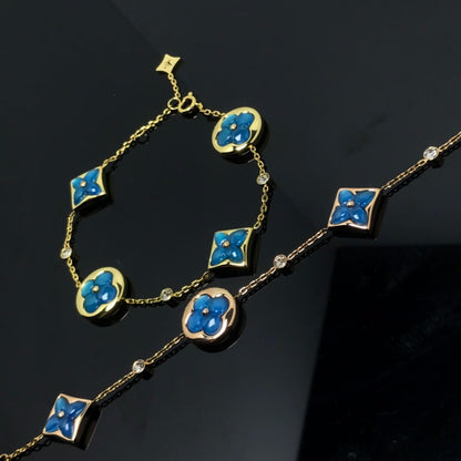 Mystisches STERN- UND SONNE-4-MOTIV-BLAUES ARMBAND