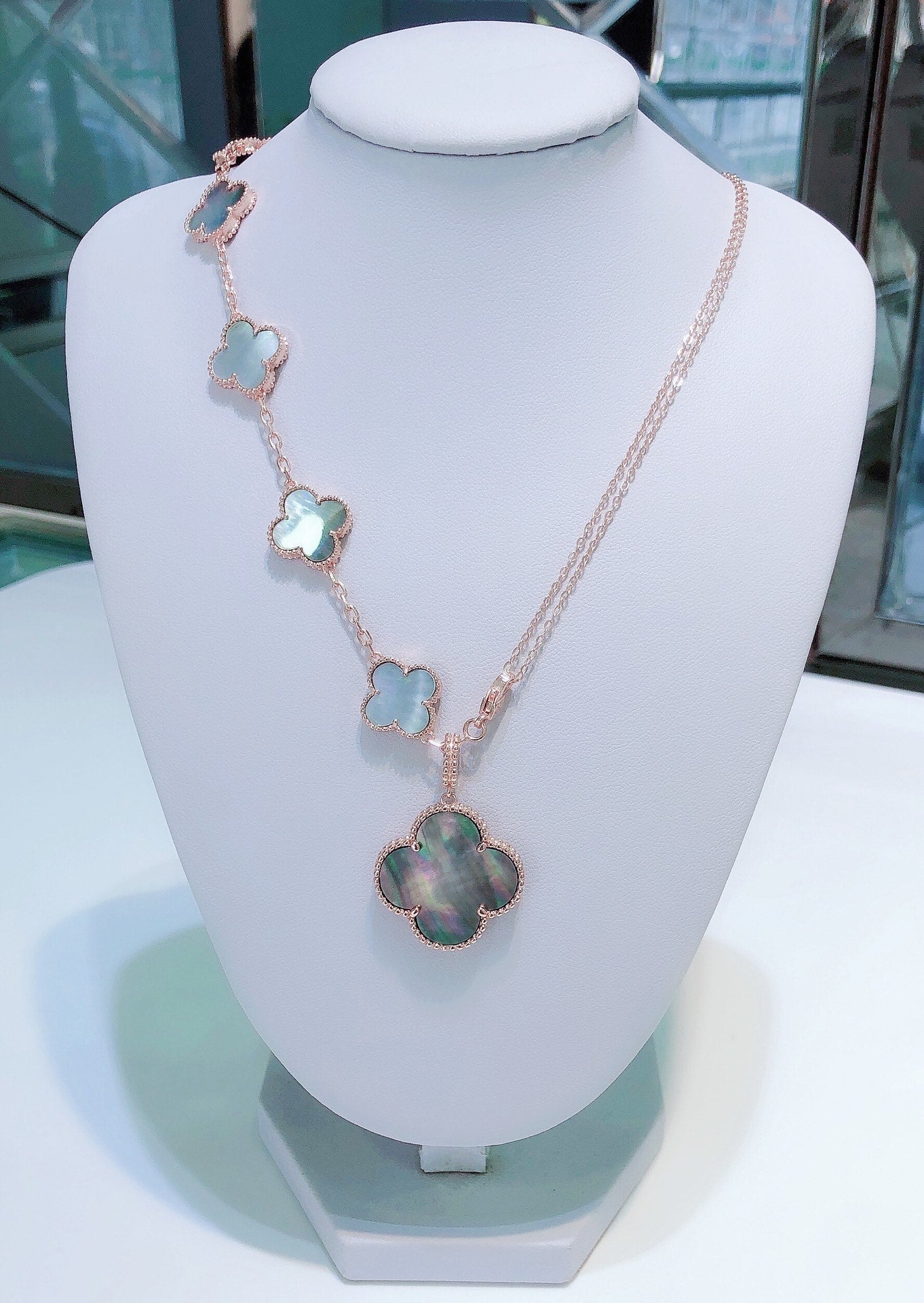 Mysitc COMBINED BRACELET 5 MOTIFS AND NECKLACE DARK MOP ROSE GOLD