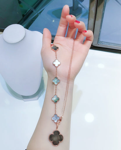 Mysitc COMBINED BRACELET 5 MOTIFS AND NECKLACE DARK MOP ROSE GOLD