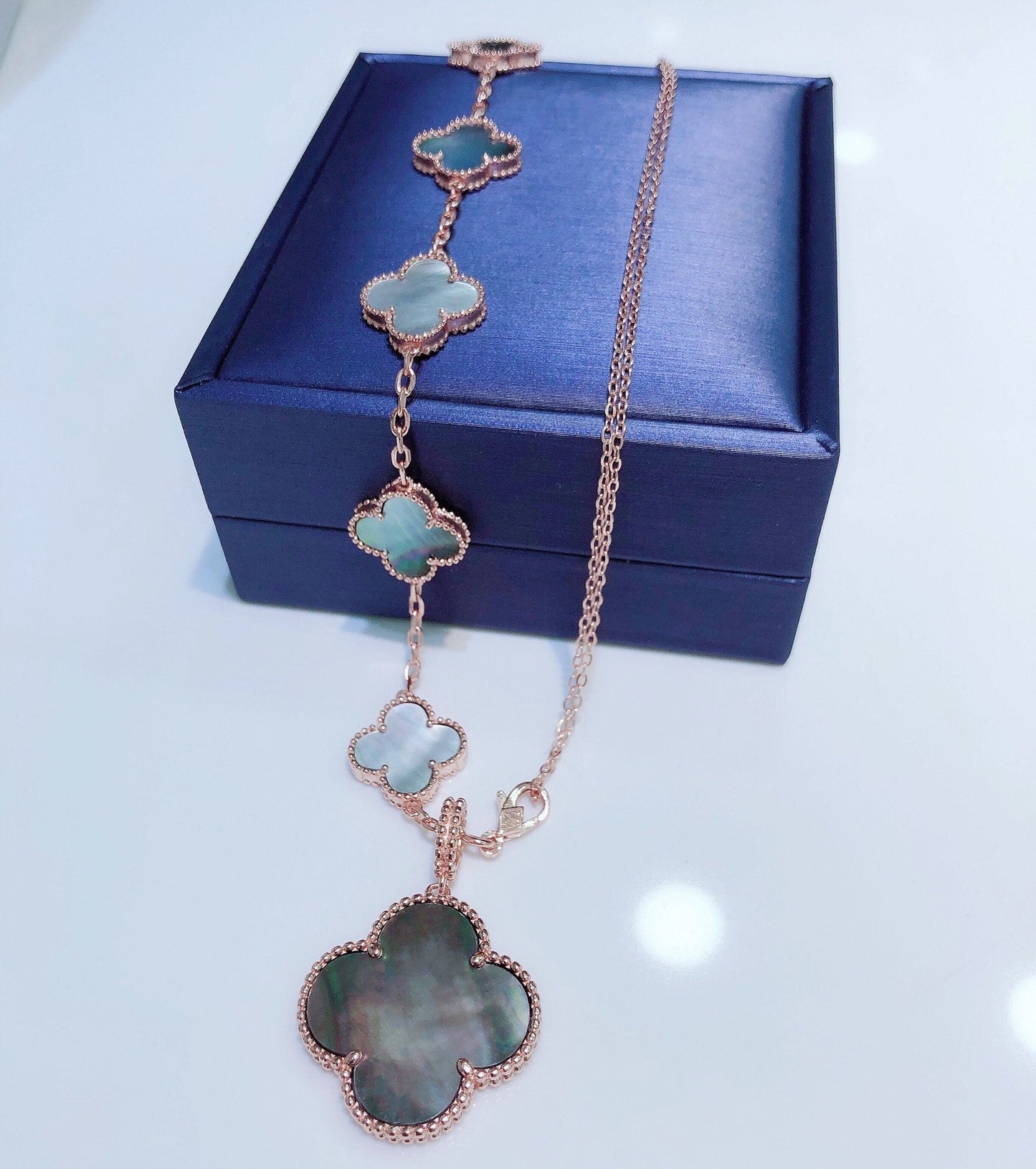 Mysitc COMBINED BRACELET 5 MOTIFS AND NECKLACE DARK MOP ROSE GOLD
