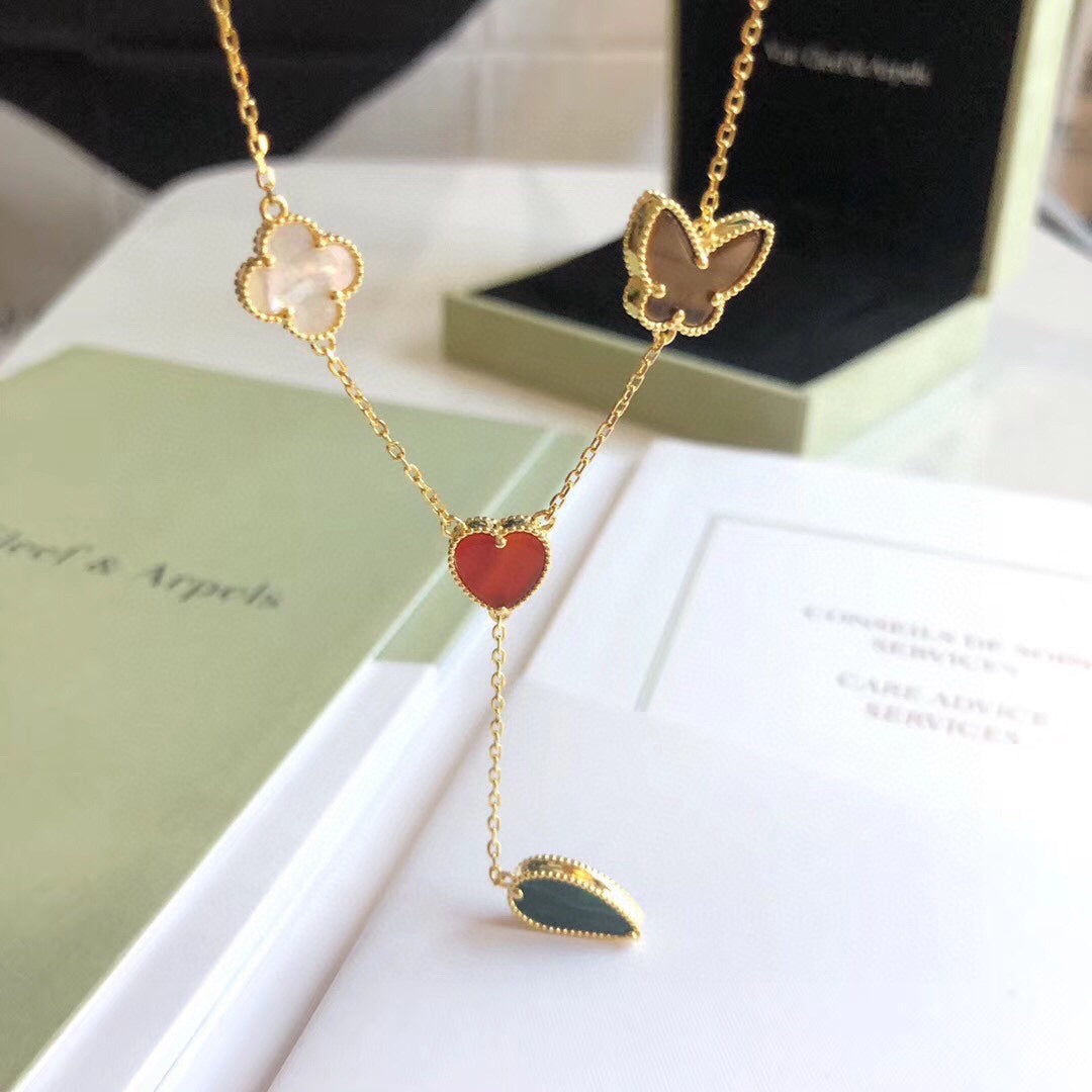 Mysitc LUCKY SPRING 4 MOTIFS ROSE GOLD NECKLACE