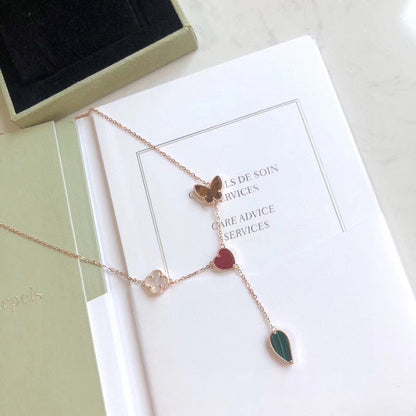 Mysitc LUCKY SPRING 4 MOTIFS ROSE GOLD NECKLACE