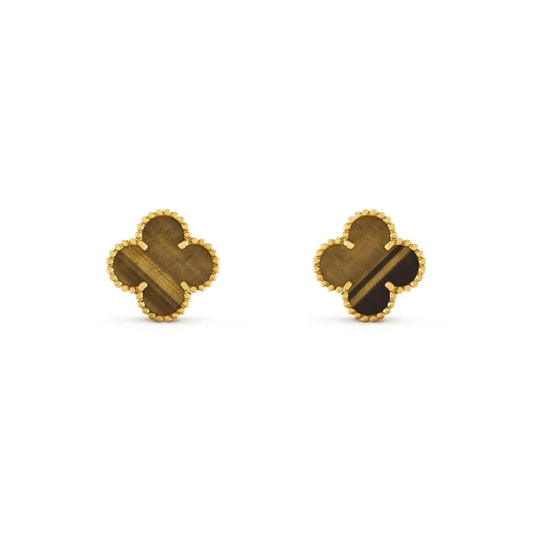 Mysitc CLOVER MEDIUM 1 MOTIFS TIGER EYE EARRINGS