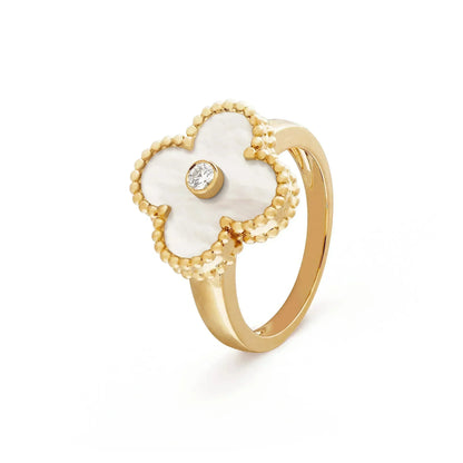 Mysitc CLOVER PINK MOP RING GOLD DIAMOND